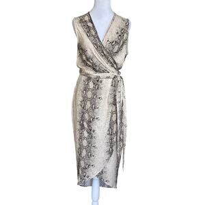 Paper Heart Snakeskin Print Midi Wrap Dress Sz XS S Clubwear Going Out Sexy